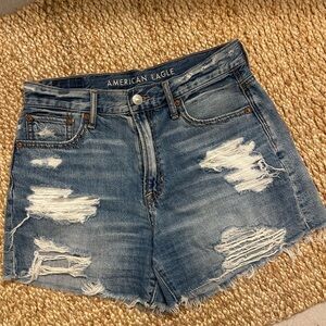 American Eagle Outfitters Women's Ripped Blue Jean Shorts